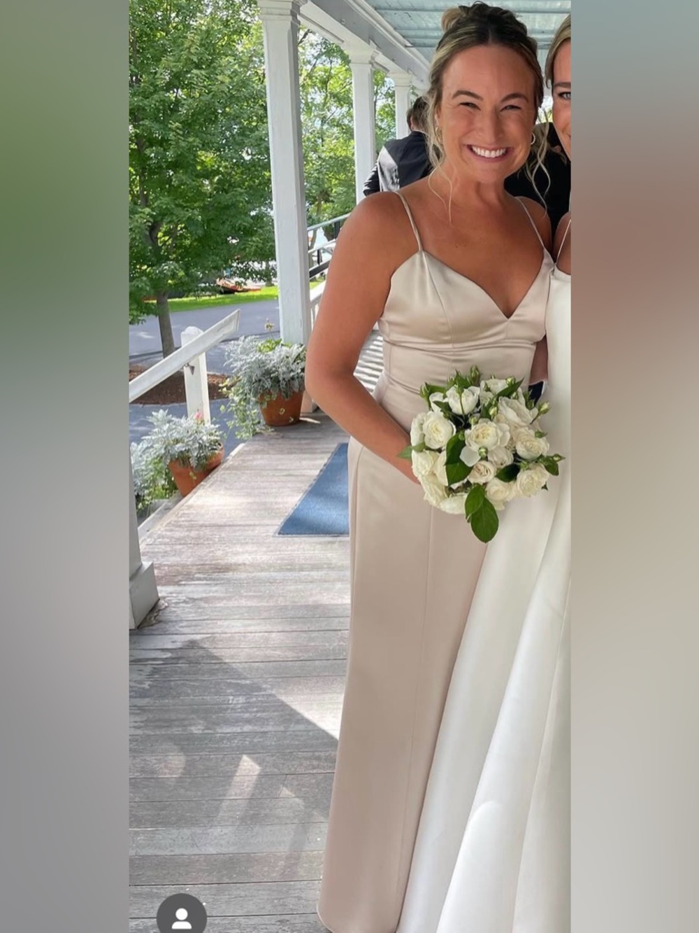 Amsale Champagne Satin Gown
